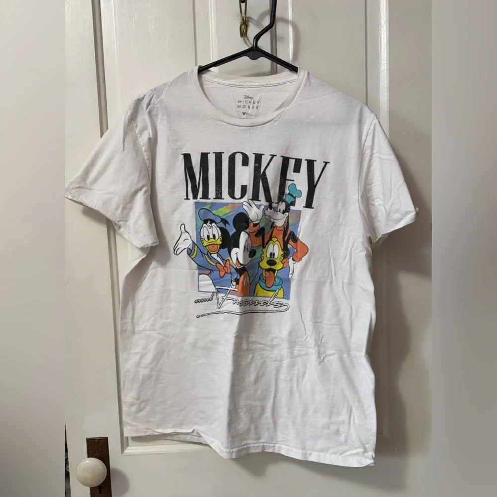 Disney White Short Sleeve Tee with Mickey & Friends Graphic